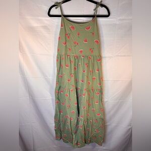 Cat & Jack Green Sundress with Watermelon Maxi Tier Dress Print Girls Size 14/16